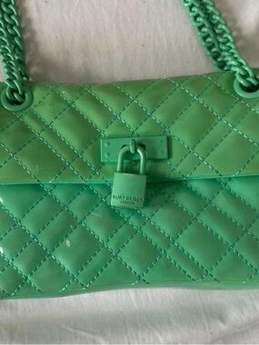 Kurt Geiger Quilted Green Chain-Handle Shoulder Bag